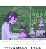 Vector Illustration of Lady Scientist Working in Laboratory by AtStockIllustration