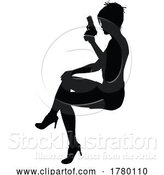 Vector Illustration of Lady Silhouette Action Secret Agent Spy with Gun by AtStockIllustration