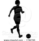 Vector Illustration of Lady Soccer Football Player Silhouette by AtStockIllustration