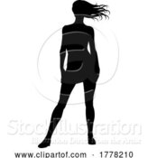 Vector Illustration of Lady Standing Silhouette by AtStockIllustration