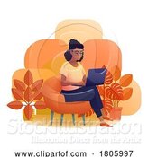 Vector Illustration of Lady Using Laptop Computer Illustration by AtStockIllustration