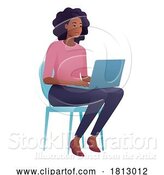 Vector Illustration of Lady Using Laptop Computer Illustration by AtStockIllustration