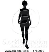 Vector Illustration of Lady Walking Front Silhouette by AtStockIllustration