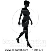 Vector Illustration of Lady Walking Silhouette by AtStockIllustration