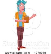 Vector Illustration of Lady with Clipboard Pointing Illustration by AtStockIllustration