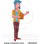 Vector Illustration of Lady with Clipboard Pointing Illustration by AtStockIllustration