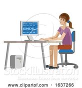 Vector Illustration of Lady Working at Desk in Business Office by AtStockIllustration