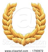 Vector Illustration of Laurel Wreath Gold Branch Emblem Heraldry Design by AtStockIllustration