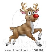 Vector Illustration of Leaping Red Nosed Reindeer by AtStockIllustration
