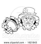 Vector Illustration of Leprechaun Football Mascot Tearing Background by AtStockIllustration