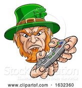 Vector Illustration of Leprechaun Gamer Mascot and Video Games Controller by AtStockIllustration