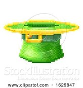 Vector Illustration of Leprechaun Hat St Patricks Day Pixel Art Icon by AtStockIllustration