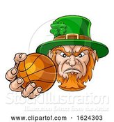 Vector Illustration of Leprechaun Holding Basketball Ball Sports Mascot by AtStockIllustration