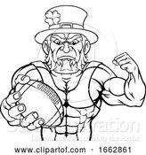 Vector Illustration of Leprechaun Holding Football Ball Sports Mascot by AtStockIllustration