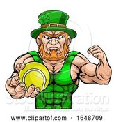 Vector Illustration of Leprechaun Holding Tennis Ball Sports Mascot by AtStockIllustration