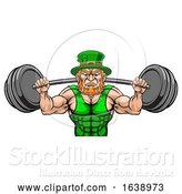 Vector Illustration of Leprechaun Mascot Weightlifter Lifting Big Barbell by AtStockIllustration