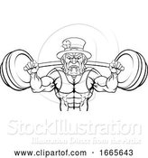 Vector Illustration of Leprechaun Mascot Weightlifter Lifting Big Barbell by AtStockIllustration