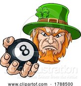 Vector Illustration of Leprechaun Pool 8 Ball Billiards Mascot by AtStockIllustration