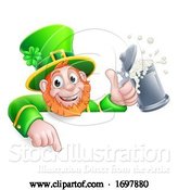 Vector Illustration of Leprechaun St Patricks Day Pointing Drink by AtStockIllustration