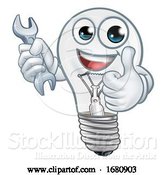 Vector Illustration of Light Bulb Character Lightbulb Mascot by AtStockIllustration