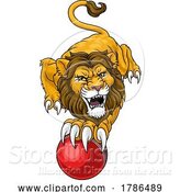 Vector Illustration of Lion Cricket Ball Animal Sports Team Mascot by AtStockIllustration