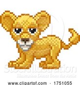 Vector Illustration of Lion Cub Pixel Art Video Game Mascot by AtStockIllustration