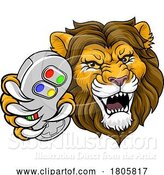 Vector Illustration of Lion Gamer Video Game Animal Sports Team Mascot by AtStockIllustration