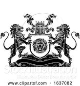 Vector Illustration of Lion Heraldic Coat of Arms Shield Crest Emblem by AtStockIllustration