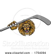 Vector Illustration of Lion Ice Hockey Player Sports Mascot by AtStockIllustration