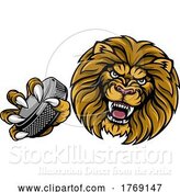 Vector Illustration of Lion Ice Hockey Player Sports Mascot by AtStockIllustration