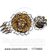 Vector Illustration of Lion Ice Hockey Player Sports Mascot by AtStockIllustration