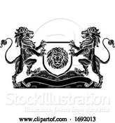 Vector Illustration of Lion Knight Crest Heraldic Shield Coat of Arms by AtStockIllustration