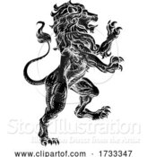 Vector Illustration of Lion Rearing Rampant Coat of Arms Heraldic Animal by AtStockIllustration