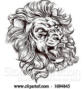 Vector Illustration of Lion Roaring Illustration by AtStockIllustration