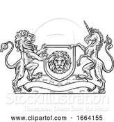 Vector Illustration of Lion Unicorn Heraldic Shield Crest Coat of Arms by AtStockIllustration