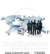Vector Illustration of Logistic Silhouette Transport Export Team Concept by AtStockIllustration