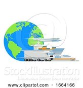 Vector Illustration of Logistic Transport Cargo World Globe Design by AtStockIllustration