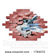 Vector Illustration of Logistics Transport Vehicles Breaking Wall Concept by AtStockIllustration