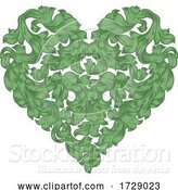Vector Illustration of Love Heart Floral Woodcut Drawing Etching by AtStockIllustration