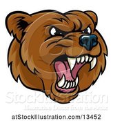 Vector Illustration of Mad Cartoon Grizzly Bear Mascot Head by AtStockIllustration