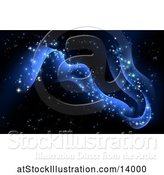 Vector Illustration of Magical Blue Wave with Stars and Magic Sparkles by AtStockIllustration