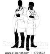 Vector Illustration of Male and Female Doctors Guy and Lady Silhouette by AtStockIllustration