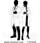 Vector Illustration of Male and Female Doctors Guy and Lady Silhouette by AtStockIllustration