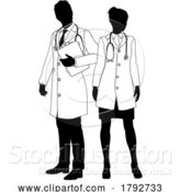 Vector Illustration of Male and Female Doctors Guy and Lady Silhouette by AtStockIllustration