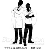 Vector Illustration of Male and Female Doctors Guy and Lady Silhouette by AtStockIllustration