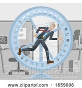 Vector Illustration of Mature Businessman Hamster Wheel Stress Running by AtStockIllustration