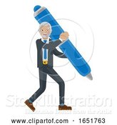 Vector Illustration of Mature Businessman Holding Pen Mascot Concept by AtStockIllustration