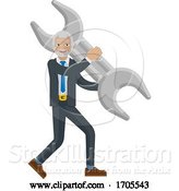 Vector Illustration of Mature Businessman Holding Spanner Wrench Concept by AtStockIllustration