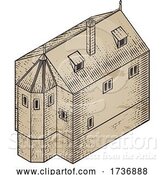 Vector Illustration of Medieval Building Map Icon Vintage Illustration by AtStockIllustration