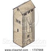 Vector Illustration of Medieval Building Map Icon Vintage Illustration by AtStockIllustration